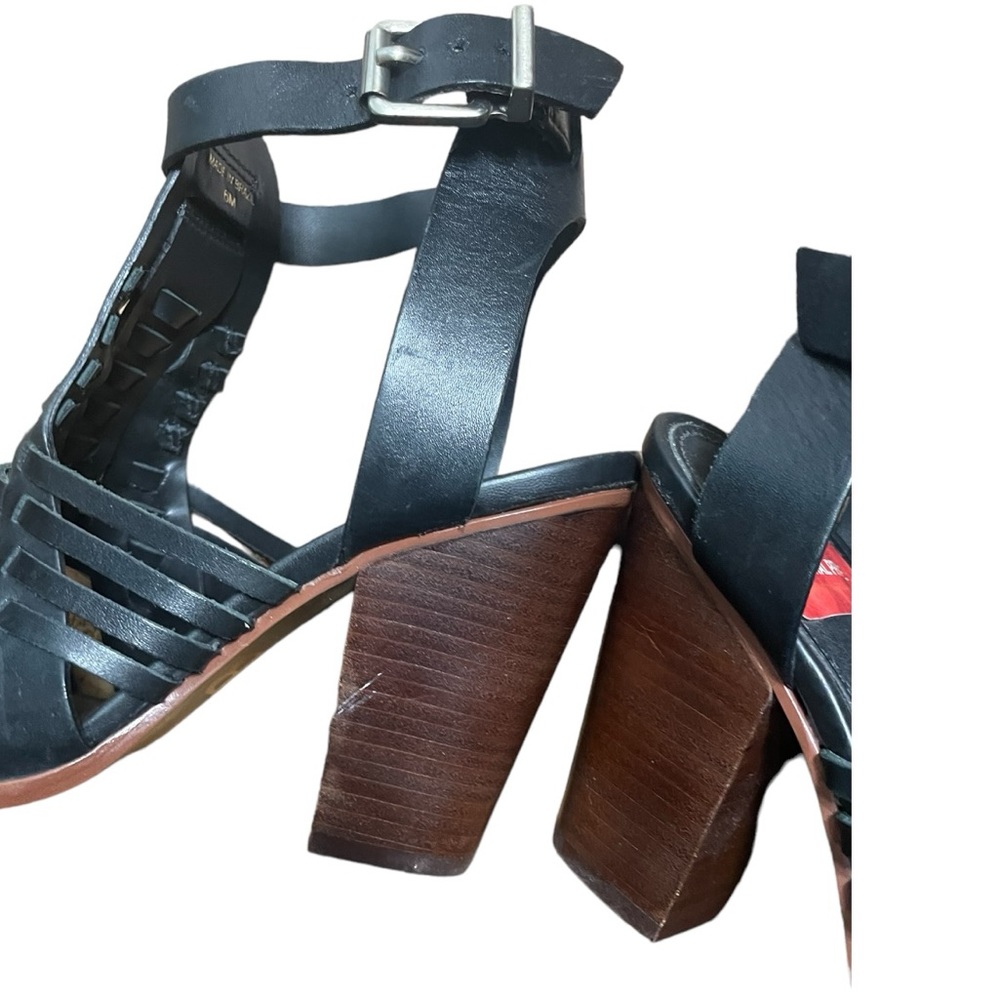 Gianni Bini leather Chunky Heels  heart braker caged black size 6 - Picture 11 of 13